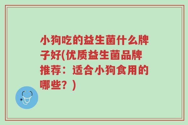 小狗吃的益生菌什么牌子好(优质益生菌品牌推荐：适合小狗食用的哪些？)-第1张图片-超越