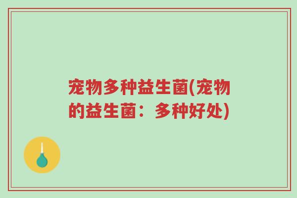 宠物多种益生菌(宠物的益生菌:多种好处)-第1张图片-超越 宠物多种益生菌(宠物的益生菌:多种好处)-第1张图片-超越