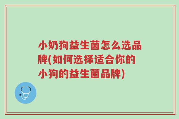 小奶狗益生菌怎么选品牌(如何选择适合你的小狗的益生菌品牌)-第1张图片-超越 小奶狗益生菌怎么选品牌(如何选择适合你的小狗的益生菌品牌)-第1张图片-超越