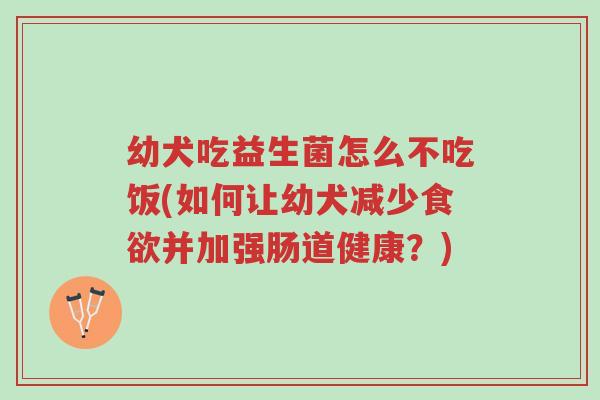 幼犬吃益生菌怎么不吃饭(如何让幼犬减少食欲并加强肠道健康？)-第1张图片-超越