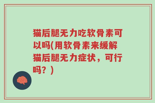 猫后腿无力吃软骨素可以吗(用软骨素来缓解猫后腿无力症状,可行吗?)-第1张图片-超越 猫后腿无力吃软骨素可以吗(用软骨素来缓解猫后腿无力症状,可行吗?)-第1张图片-超越