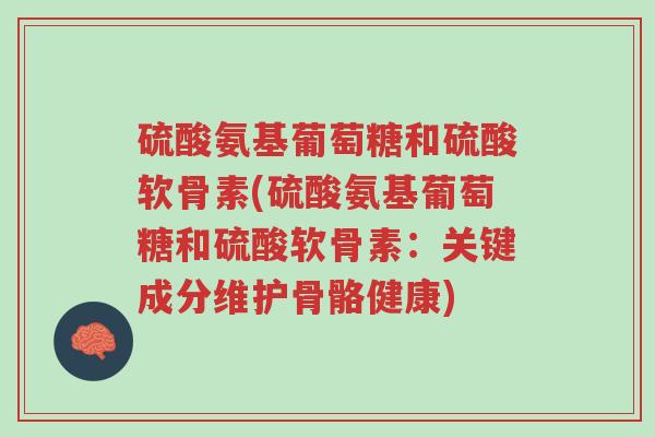 硫酸氨基葡萄糖和硫酸软骨素(硫酸氨基葡萄糖和硫酸软骨素:关键成分维护骨骼健康)-第1张图片-超越 硫酸氨基葡萄糖和硫酸软骨素(硫酸氨基葡萄糖和硫酸软骨素:关键成分维护骨骼健康)-第1张图片-超越