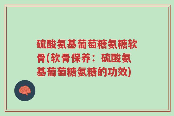 硫酸氨基葡萄糖氨糖软骨(软骨保养:硫酸氨基葡萄糖氨糖的功效)-第1张图片-超越 硫酸氨基葡萄糖氨糖软骨(软骨保养:硫酸氨基葡萄糖氨糖的功效)-第1张图片-超越