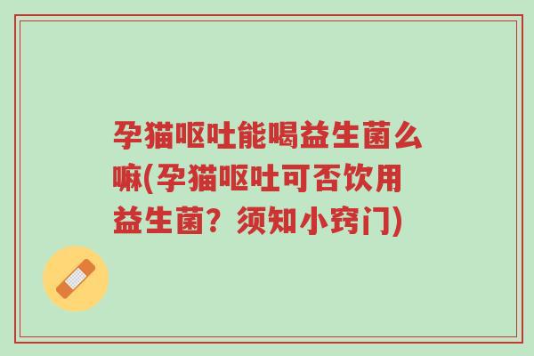 孕猫呕吐能喝益生菌么嘛(孕猫呕吐可否饮用益生菌?须知小窍门)-第1张图片-超越 孕猫呕吐能喝益生菌么嘛(孕猫呕吐可否饮用益生菌?须知小窍门)-第1张图片-超越