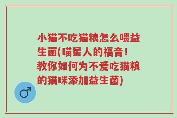 小猫不吃猫粮怎么喂益生菌(喵星人的福音!教你如何为不爱吃猫粮的猫咪添加益生菌)-第1张图片-超越 小猫不吃猫粮怎么喂益生菌(喵星人的福音!教你如何为不爱吃猫粮的猫咪添加益生菌)-第1张图片-超越