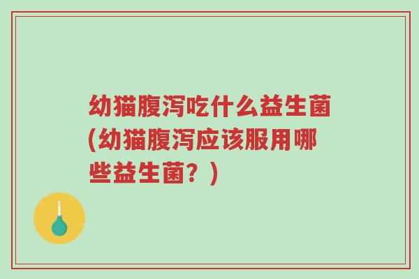 幼猫腹泻吃什么益生菌(幼猫腹泻应该服用哪些益生菌?)-第1张图片-超越 幼猫腹泻吃什么益生菌(幼猫腹泻应该服用哪些益生菌?)-第1张图片-超越