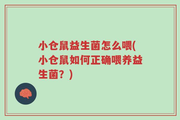 小仓鼠益生菌怎么喂(小仓鼠如何正确喂养益生菌?)-第1张图片-超越 小仓鼠益生菌怎么喂(小仓鼠如何正确喂养益生菌?)-第1张图片-超越