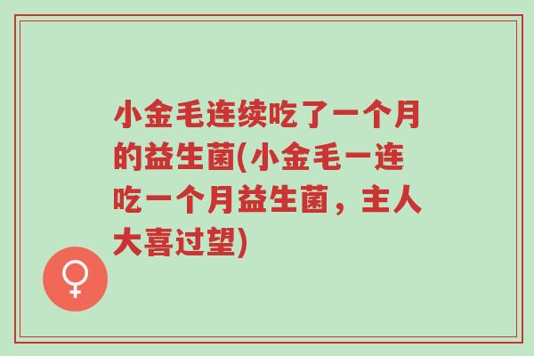小金毛连续吃了一个月的益生菌(小金毛一连吃一个月益生菌,主人大喜过望)-第1张图片-超越 小金毛连续吃了一个月的益生菌(小金毛一连吃一个月益生菌,主人大喜过望)-第1张图片-超越