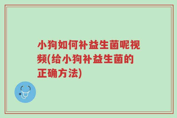 小狗如何补益生菌呢视频(给小狗补益生菌的正确方法)-第1张图片-超越 小狗如何补益生菌呢视频(给小狗补益生菌的正确方法)-第1张图片-超越