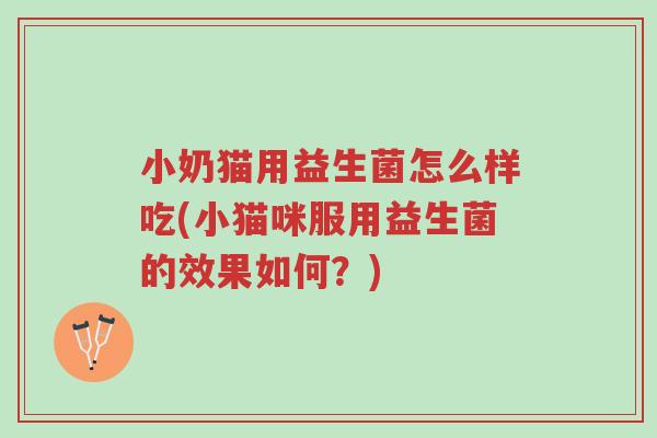 小奶猫用益生菌怎么样吃(小猫咪服用益生菌的效果如何?)-第1张图片-超越 小奶猫用益生菌怎么样吃(小猫咪服用益生菌的效果如何?)-第1张图片-超越