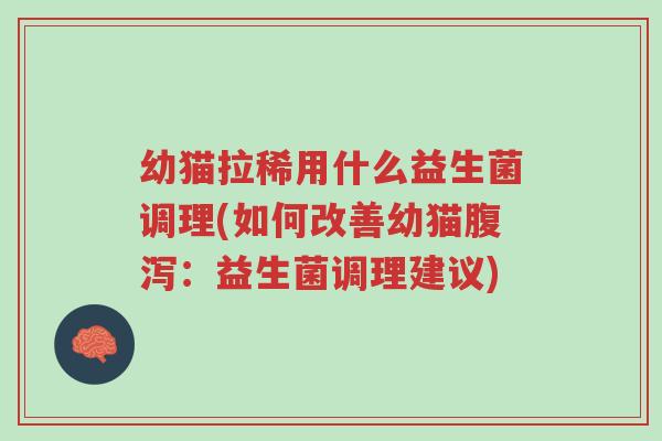 幼猫拉稀用什么益生菌调理(如何改善幼猫腹泻:益生菌调理建议)-第1张图片-超越 幼猫拉稀用什么益生菌调理(如何改善幼猫腹泻:益生菌调理建议)-第1张图片-超越