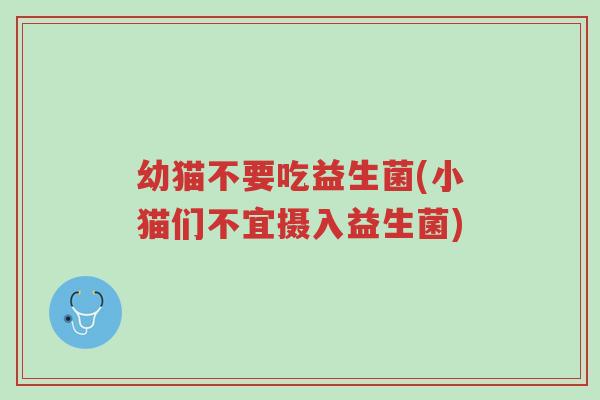 幼猫不要吃益生菌(小猫们不宜摄入益生菌)-第1张图片-超越 幼猫不要吃益生菌(小猫们不宜摄入益生菌)-第1张图片-超越