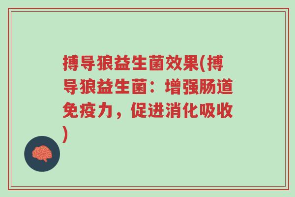 搏导狼益生菌效果(搏导狼益生菌:增强肠道免疫力,促进消化吸收)-第1张图片-超越 搏导狼益生菌效果(搏导狼益生菌:增强肠道免疫力,促进消化吸收)-第1张图片-超越