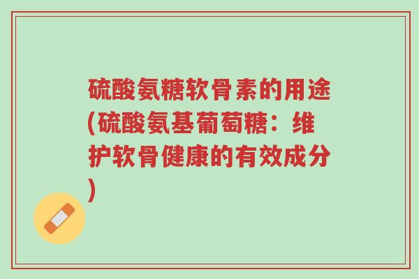 硫酸氨糖软骨素的用途(硫酸氨基葡萄糖:维护软骨健康的有效成分)-第1张图片-超越 硫酸氨糖软骨素的用途(硫酸氨基葡萄糖:维护软骨健康的有效成分)-第1张图片-超越