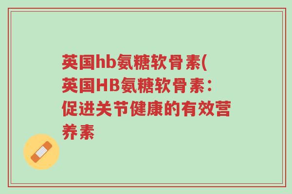 英国hb氨糖软骨素(英国HB氨糖软骨素:促进关节健康的有效营养素-第1张图片-超越 英国hb氨糖软骨素(英国HB氨糖软骨素:促进关节健康的有效营养素-第1张图片-超越
