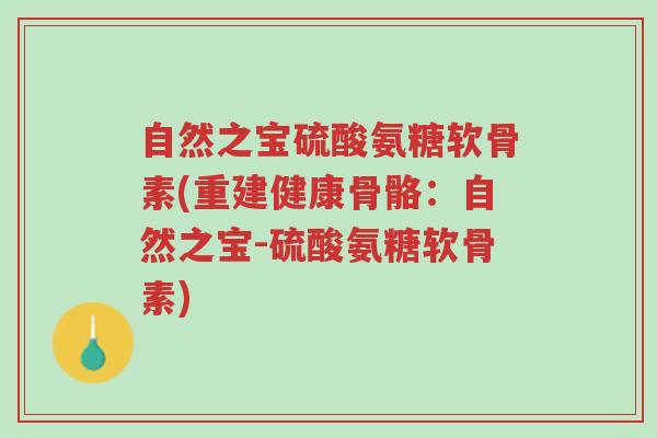 自然之宝硫酸氨糖软骨素(重建健康骨骼:自然之宝-硫酸氨糖软骨素)-第1张图片-超越 自然之宝硫酸氨糖软骨素(重建健康骨骼:自然之宝-硫酸氨糖软骨素)-第1张图片-超越