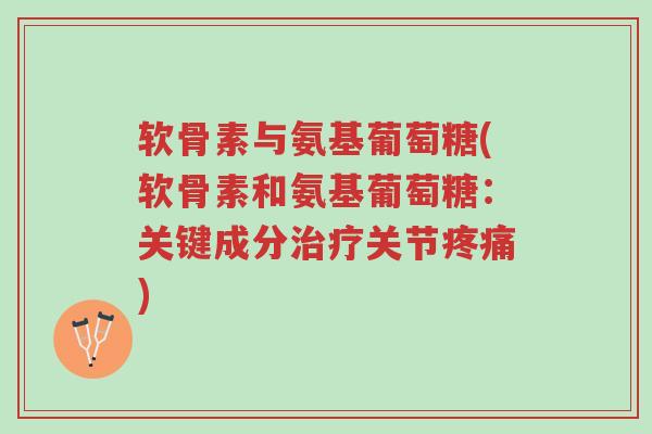 软骨素与氨基葡萄糖(软骨素和氨基葡萄糖:关键成分治疗关节疼痛)-第1张图片-超越 软骨素与氨基葡萄糖(软骨素和氨基葡萄糖:关键成分治疗关节疼痛)-第1张图片-超越