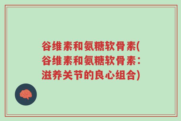 谷维素和氨糖软骨素(谷维素和氨糖软骨素:滋养关节的良心组合)-第1张图片-超越 谷维素和氨糖软骨素(谷维素和氨糖软骨素:滋养关节的良心组合)-第1张图片-超越