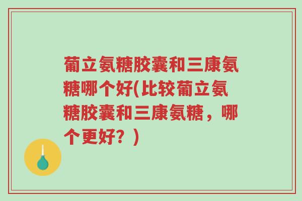 葡立氨糖胶囊和三康氨糖哪个好(比较葡立氨糖胶囊和三康氨糖,哪个更好?)-第1张图片-超越 葡立氨糖胶囊和三康氨糖哪个好(比较葡立氨糖胶囊和三康氨糖,哪个更好?)-第1张图片-超越