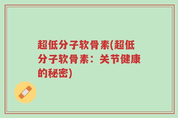 超低分子软骨素(超低分子软骨素:关节健康的秘密)-第1张图片-超越 超低分子软骨素(超低分子软骨素:关节健康的秘密)-第1张图片-超越