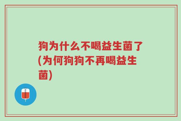 狗为什么不喝益生菌了(为何狗狗不再喝益生菌)-第1张图片-超越 狗为什么不喝益生菌了(为何狗狗不再喝益生菌)-第1张图片-超越