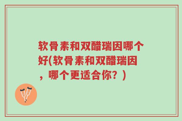 软骨素和双醋瑞因哪个好(软骨素和双醋瑞因,哪个更适合你?)-第1张图片-超越 软骨素和双醋瑞因哪个好(软骨素和双醋瑞因,哪个更适合你?)-第1张图片-超越