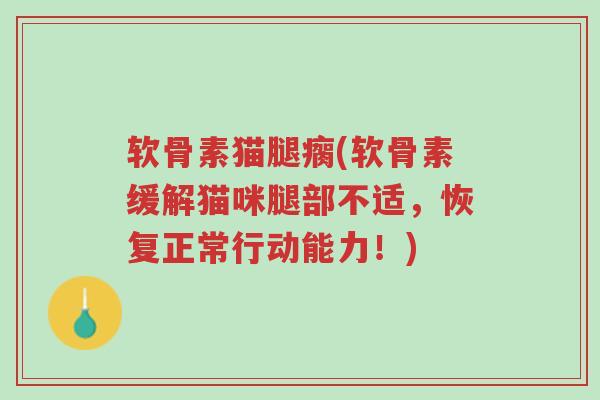 软骨素猫腿瘸(软骨素缓解猫咪腿部不适,恢复正常行动能力!)-第1张图片-超越 软骨素猫腿瘸(软骨素缓解猫咪腿部不适,恢复正常行动能力!)-第1张图片-超越
