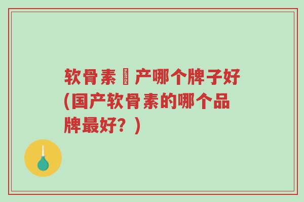 软骨素囯产哪个牌子好(国产软骨素的哪个品牌最好?)-第1张图片-超越 软骨素囯产哪个牌子好(国产软骨素的哪个品牌最好?)-第1张图片-超越