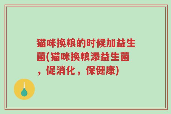 猫咪换粮的时候加益生菌(猫咪换粮添益生菌,促消化,保健康)-第1张图片-超越 猫咪换粮的时候加益生菌(猫咪换粮添益生菌,促消化,保健康)-第1张图片-超越