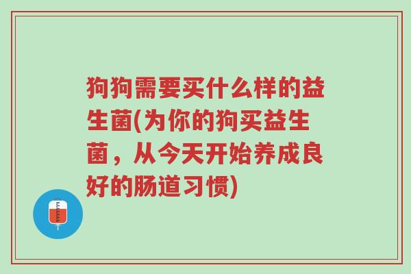 狗狗需要买什么样的益生菌(为你的狗买益生菌,从今天开始养成良好的肠道习惯)-第1张图片-超越 狗狗需要买什么样的益生菌(为你的狗买益生菌,从今天开始养成良好的肠道习惯)-第1张图片-超越