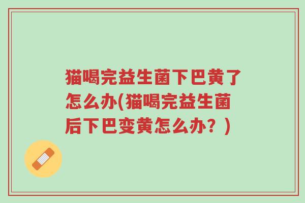 猫喝完益生菌下巴黄了怎么办(猫喝完益生菌后下巴变黄怎么办？)-第1张图片-超越