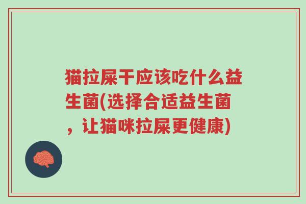 猫拉屎干应该吃什么益生菌(选择合适益生菌,让猫咪拉屎更健康)-第1张图片-超越 猫拉屎干应该吃什么益生菌(选择合适益生菌,让猫咪拉屎更健康)-第1张图片-超越