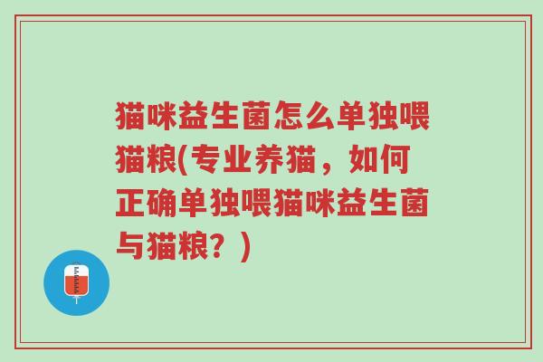 猫咪益生菌怎么单独喂猫粮(专业养猫,如何正确单独喂猫咪益生菌与猫粮?)-第1张图片-超越 猫咪益生菌怎么单独喂猫粮(专业养猫,如何正确单独喂猫咪益生菌与猫粮?)-第1张图片-超越