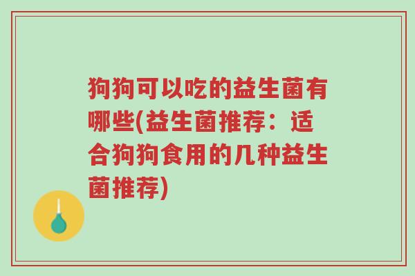 狗狗可以吃的益生菌有哪些(益生菌推荐:适合狗狗食用的几种益生菌推荐)-第1张图片-超越 狗狗可以吃的益生菌有哪些(益生菌推荐:适合狗狗食用的几种益生菌推荐)-第1张图片-超越