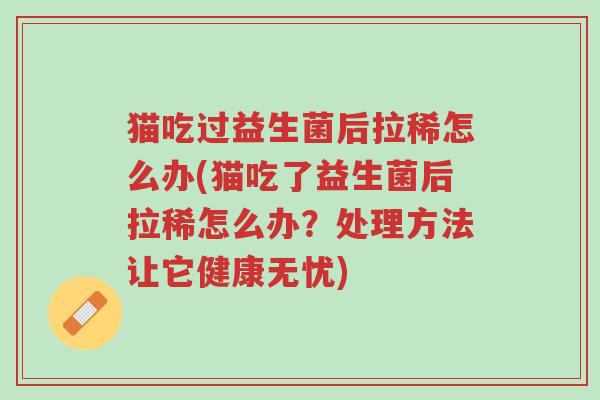 猫吃过益生菌后拉稀怎么办(猫吃了益生菌后拉稀怎么办?处理方法让它健康无忧)-第1张图片-超越 猫吃过益生菌后拉稀怎么办(猫吃了益生菌后拉稀怎么办?处理方法让它健康无忧)-第1张图片-超越
