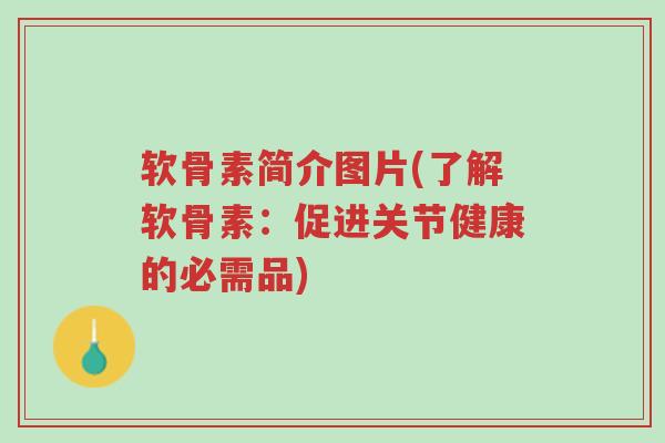软骨素简介图片(了解软骨素:促进关节健康的必需品)-第1张图片-超越 软骨素简介图片(了解软骨素:促进关节健康的必需品)-第1张图片-超越