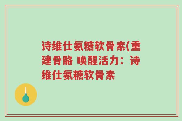 诗维仕氨糖软骨素(重建骨骼 唤醒活力:诗维仕氨糖软骨素-第1张图片-超越 诗维仕氨糖软骨素(重建骨骼 唤醒活力:诗维仕氨糖软骨素-第1张图片-超越