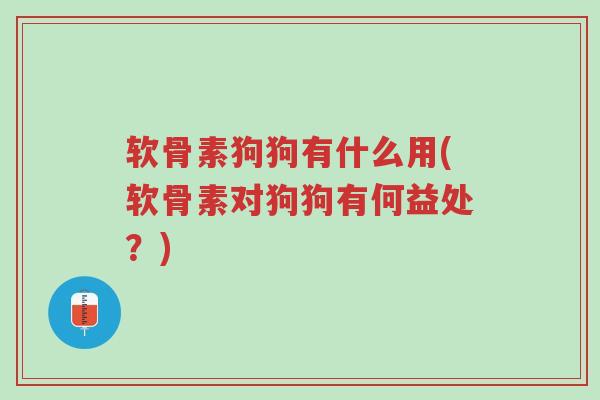 软骨素狗狗有什么用(软骨素对狗狗有何益处？)-第1张图片-超越