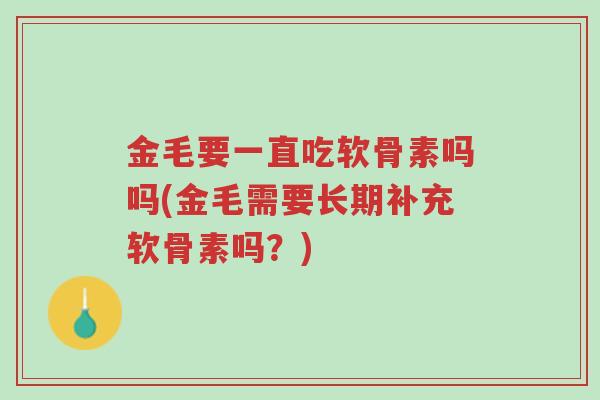 金毛要一直吃软骨素吗吗(金毛需要长期补充软骨素吗?)-第1张图片-超越 金毛要一直吃软骨素吗吗(金毛需要长期补充软骨素吗?)-第1张图片-超越
