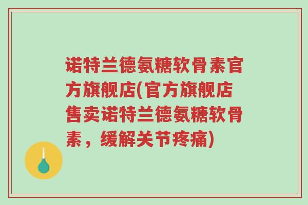 诺特兰德氨糖软骨素官方旗舰店(官方旗舰店售卖诺特兰德氨糖软骨素,缓解关节疼痛)-第1张图片-超越 诺特兰德氨糖软骨素官方旗舰店(官方旗舰店售卖诺特兰德氨糖软骨素,缓解关节疼痛)-第1张图片-超越