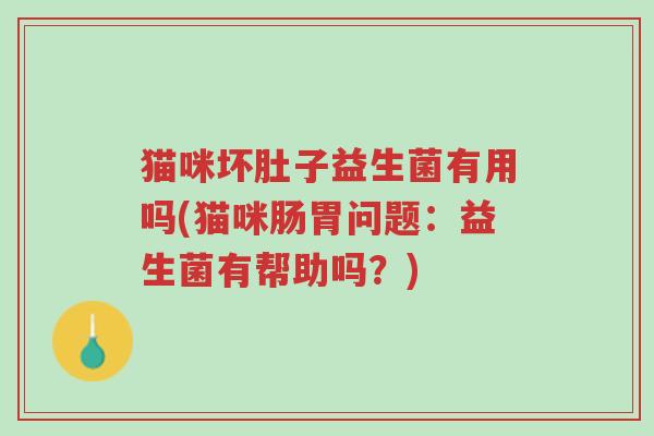 猫咪坏肚子益生菌有用吗(猫咪肠胃问题:益生菌有帮助吗?)-第1张图片-超越 猫咪坏肚子益生菌有用吗(猫咪肠胃问题:益生菌有帮助吗?)-第1张图片-超越