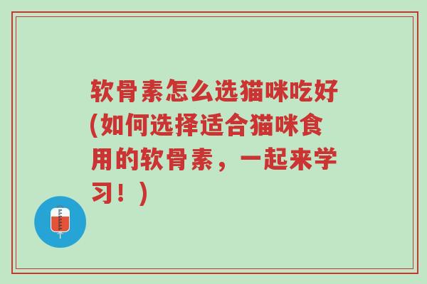 软骨素怎么选猫咪吃好(如何选择适合猫咪食用的软骨素,一起来学习!)-第1张图片-超越 软骨素怎么选猫咪吃好(如何选择适合猫咪食用的软骨素,一起来学习!)-第1张图片-超越