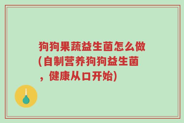 狗狗果蔬益生菌怎么做(自制营养狗狗益生菌,健康从口开始)-第1张图片-超越 狗狗果蔬益生菌怎么做(自制营养狗狗益生菌,健康从口开始)-第1张图片-超越
