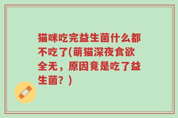 猫咪吃完益生菌什么都不吃了(萌猫深夜食欲全无,原因竟是吃了益生菌?)-第1张图片-超越 猫咪吃完益生菌什么都不吃了(萌猫深夜食欲全无,原因竟是吃了益生菌?)-第1张图片-超越