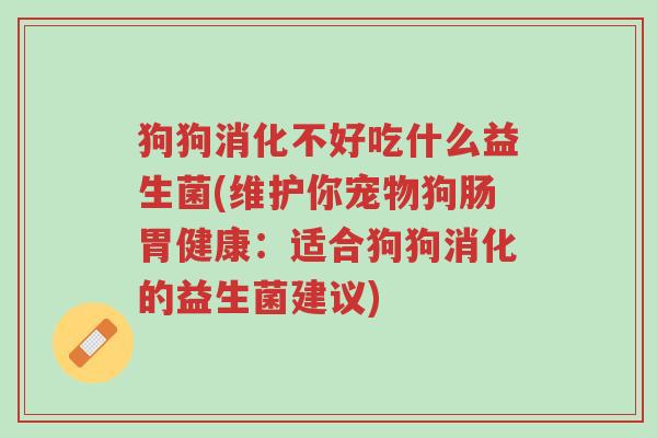 狗狗消化不好吃什么益生菌(维护你宠物狗肠胃健康:适合狗狗消化的益生菌建议)-第1张图片-超越 狗狗消化不好吃什么益生菌(维护你宠物狗肠胃健康:适合狗狗消化的益生菌建议)-第1张图片-超越