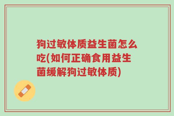狗过敏体质益生菌怎么吃(如何正确食用益生菌缓解狗过敏体质)-第1张图片-超越 狗过敏体质益生菌怎么吃(如何正确食用益生菌缓解狗过敏体质)-第1张图片-超越
