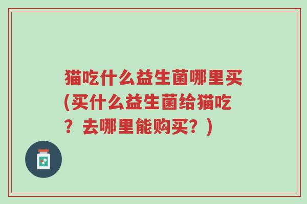 猫吃什么益生菌哪里买(买什么益生菌给猫吃?去哪里能购买?)-第1张图片-超越 猫吃什么益生菌哪里买(买什么益生菌给猫吃?去哪里能购买?)-第1张图片-超越