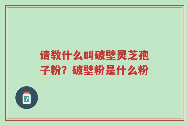 请教什么叫破壁灵芝孢子粉?破壁粉是什么粉-第1张图片-超越 请教什么叫破壁灵芝孢子粉?破壁粉是什么粉-第1张图片-超越