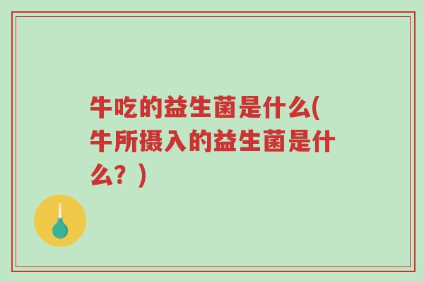 牛吃的益生菌是什么(牛所摄入的益生菌是什么?)-第1张图片-超越 牛吃的益生菌是什么(牛所摄入的益生菌是什么?)-第1张图片-超越