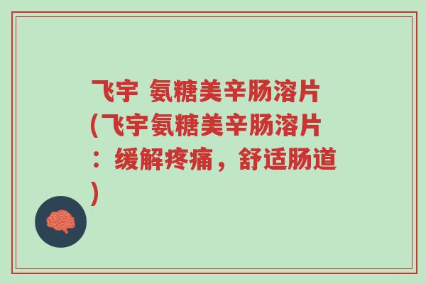 飞宇 氨糖美辛肠溶片(飞宇氨糖美辛肠溶片:缓解疼痛,舒适肠道)-第1张图片-超越 飞宇 氨糖美辛肠溶片(飞宇氨糖美辛肠溶片:缓解疼痛,舒适肠道)-第1张图片-超越